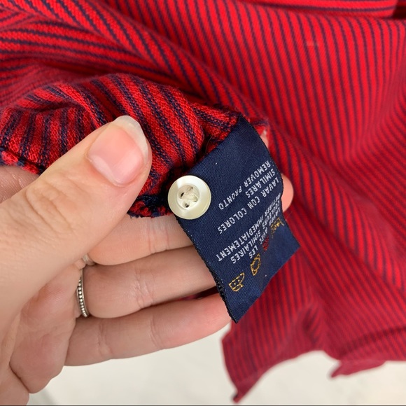 Vintage Tommy Hilfiger Embroidered Red & Blue Rugby Shirt, Size: Large - Picture 7 of 8